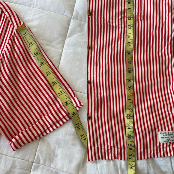 SOLD SCOTCH & SODA Striped Hawaiian Button Down Shirt Size Medium Large Unisex - Picture 11 of 13